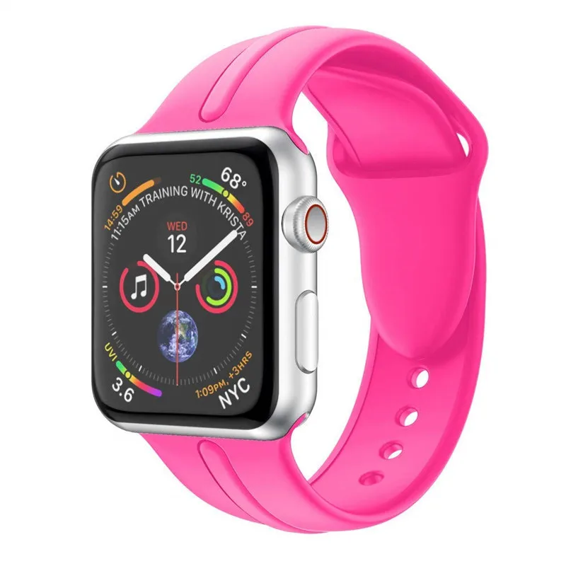 Спортивный ремешок для Apple Watch Series 4 44 мм 40 мм пояс, мягкие силиконовые спортивный ремешок замена наручные браслет для iWatch ремешки