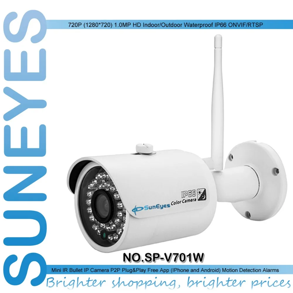 SunEyes SP-V701W 720P HD Mini IP Camera Outdoor Wireless Waterproof ONVIF and RTSP Support IR Night Vision Free P2P
