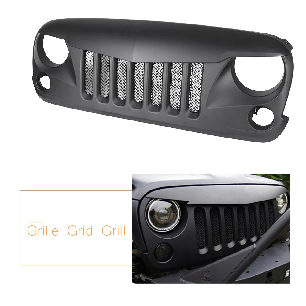 

For Jeep Wrangler JK Front Rugged Eagle Eye Grill Insect Proof Mesh Grille 2007-2017