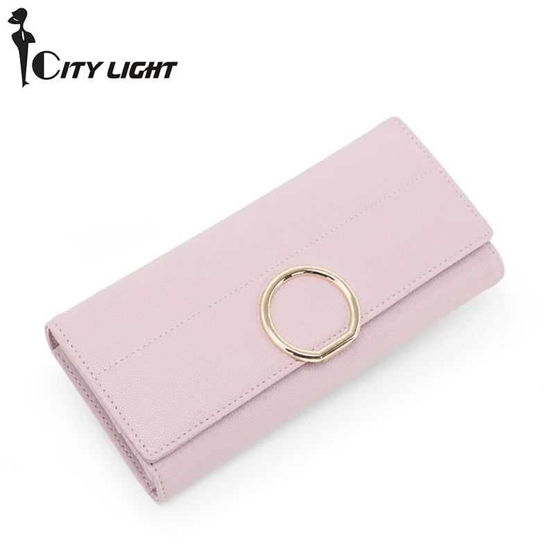 

CITY LIGHT New Fashion Women Wallets Long Style Multi-functional wallet Purse Fresh PU leather ball grain students Clutch