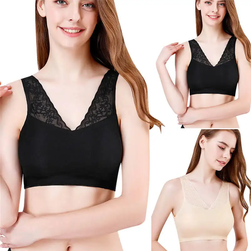 

Women's Sexy Bra Lingerie Sports Bra Intimates Wirless Vest Lace Breathable Back Fitness Ladies Bras Soutien Gorge Femme 661BR10