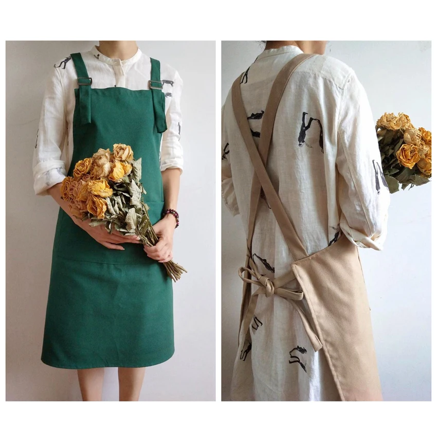 New Men Lady Woman Apron Home Kitchen Chef Aprons Restaurant Cooking Baking Dress Fashion unisex cotton Apron with Pockets