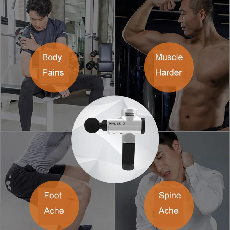 PHOENIX-A2, облегчающий боль, массаж мышц, пистолет, терапия глубокого расслабления, Вибрационный массажер для тела, инструменты для фитнеса и тренажерного зала