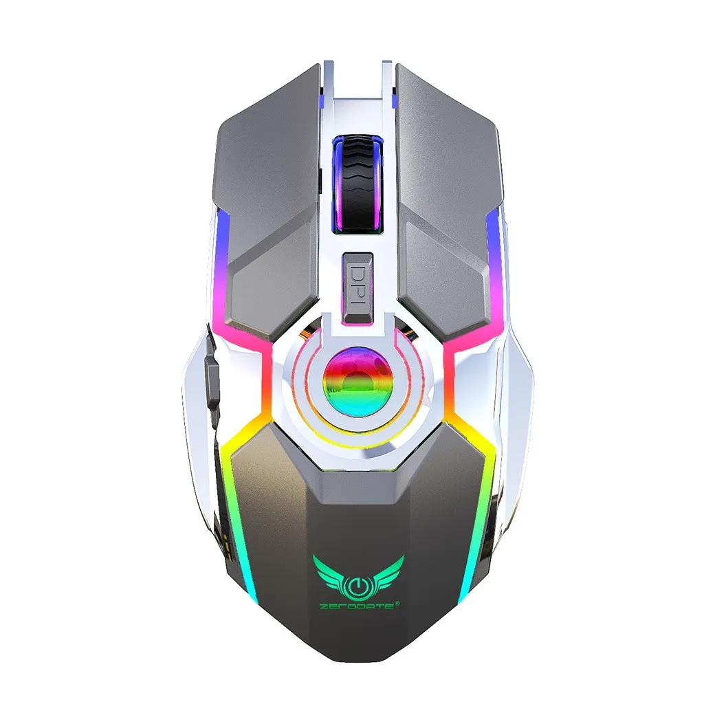 Перезаряжаемая беспроводная мышь ZERODATE T30 2 4G RGB лампа Новинка 2019 4 ГГц беспроводной