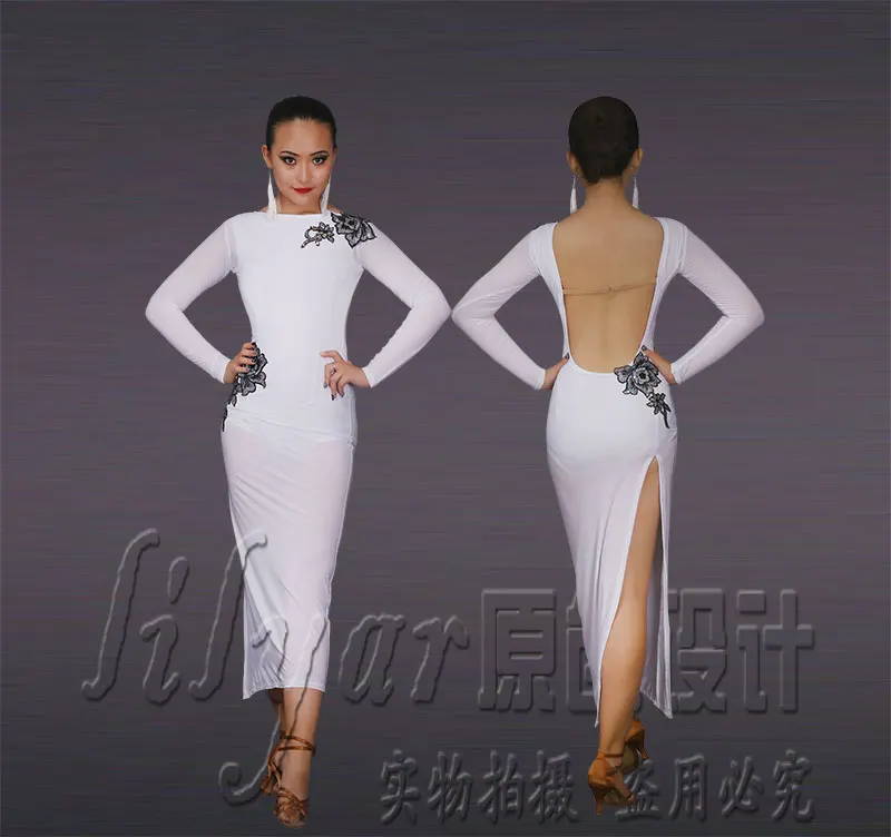 Изготовленное на заказ платье для латиноамериканских танцев танцевальное платье для женщин белое платье Танго юбка «Румба» Samba бальный