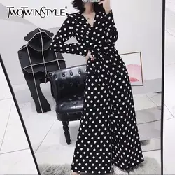 TWOTWINSTYLE Dot комплект из двух предметов для женщин V средства ухода за кожей Шеи с открытыми плечами длинным рукавом кружево до бантом рубашк