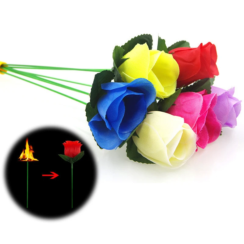 

Magic Trick Props Romantic Rose Stage Close Up Magic Trick 25.5CM Torch To Rose Tricks Popular Fire Flame Appearing Flower