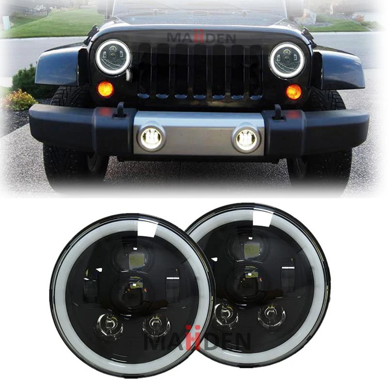 45 Вт 7 ''светодиодные передние фары с H4 до H13 адаптером для Jeep Wrangler Lada Niva 4x4