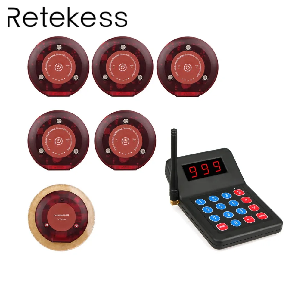 

RETEKESS Restaurant Pager Wireless Paging Queuing System Guest Table Calling 999 Channel Coaster Pagers