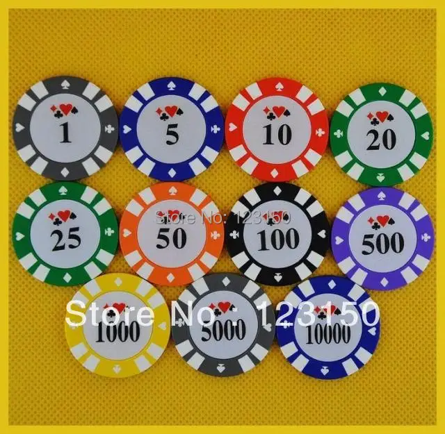 

PK-8005B 50pcs/pack Clay 14g Poker Chips insert metal 11 denomination