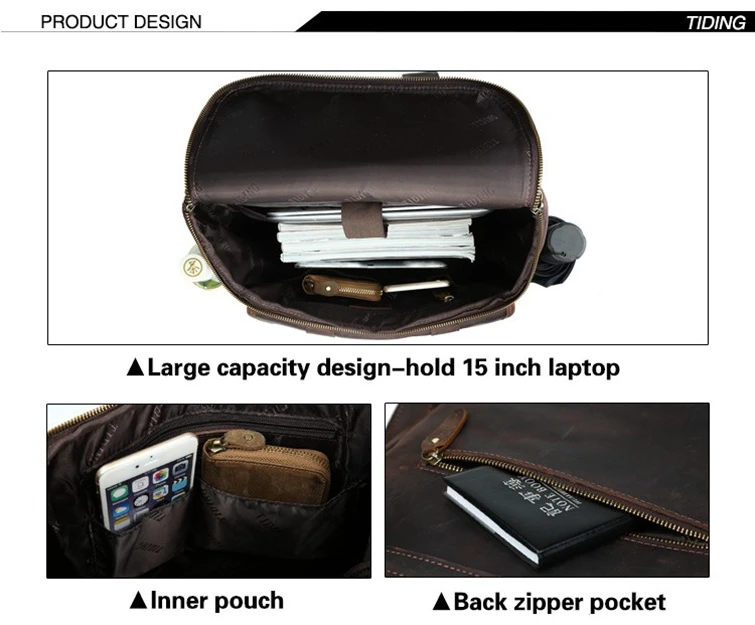 Pockets Show and Large Capacity of Leather Backpack