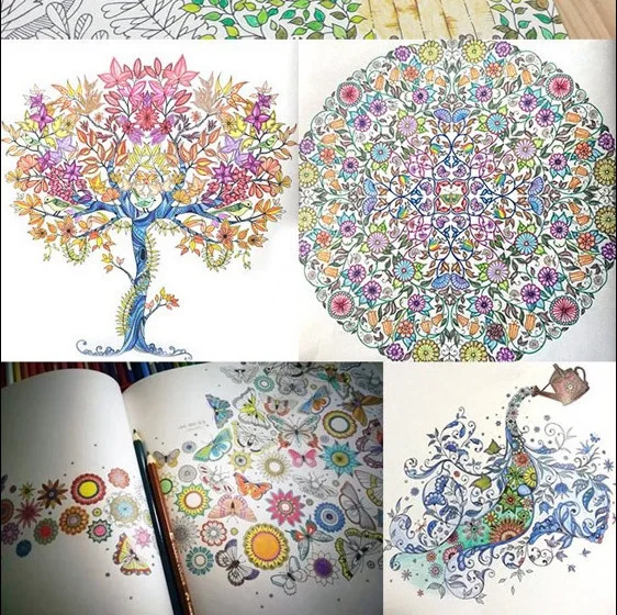 Original English Secret Garden An Inky Treasure Hunt And Colouring Book For Kid Childen Adult Send 24 Color Pencils In Books From Office School