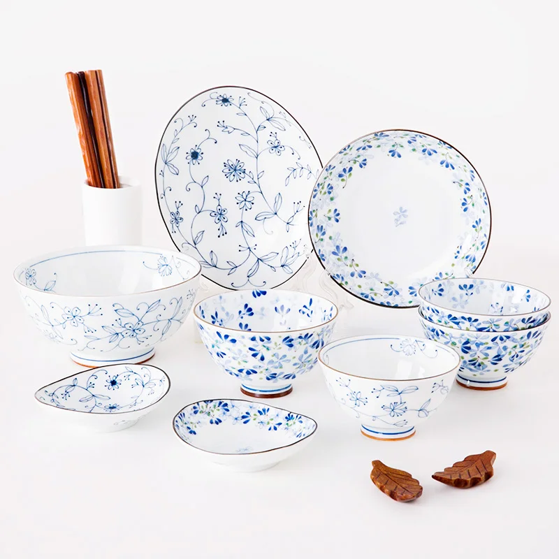 Made In Japan 11 Pieces Ceramic Cutlery Floral Printed Under Glazed