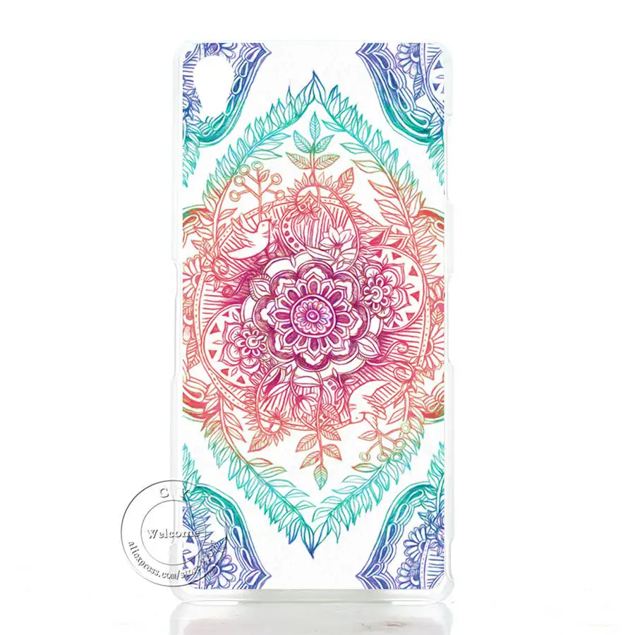 ماندالا زهرة الداتورة الأزهار واضح الصلب حقيبة هاتف بلاستيكية لسوني اريكسون Z1 Z2 Z3 Z3 + Z4 Z5 L39H L50W ماندالا زهرة الداتورة الأزهار واضح الصلب حقيبة هاتف بلاستيكية لسوني اريكسون Z1 Z2 Z3 Z3 + Z4 Z5 L39H L50W