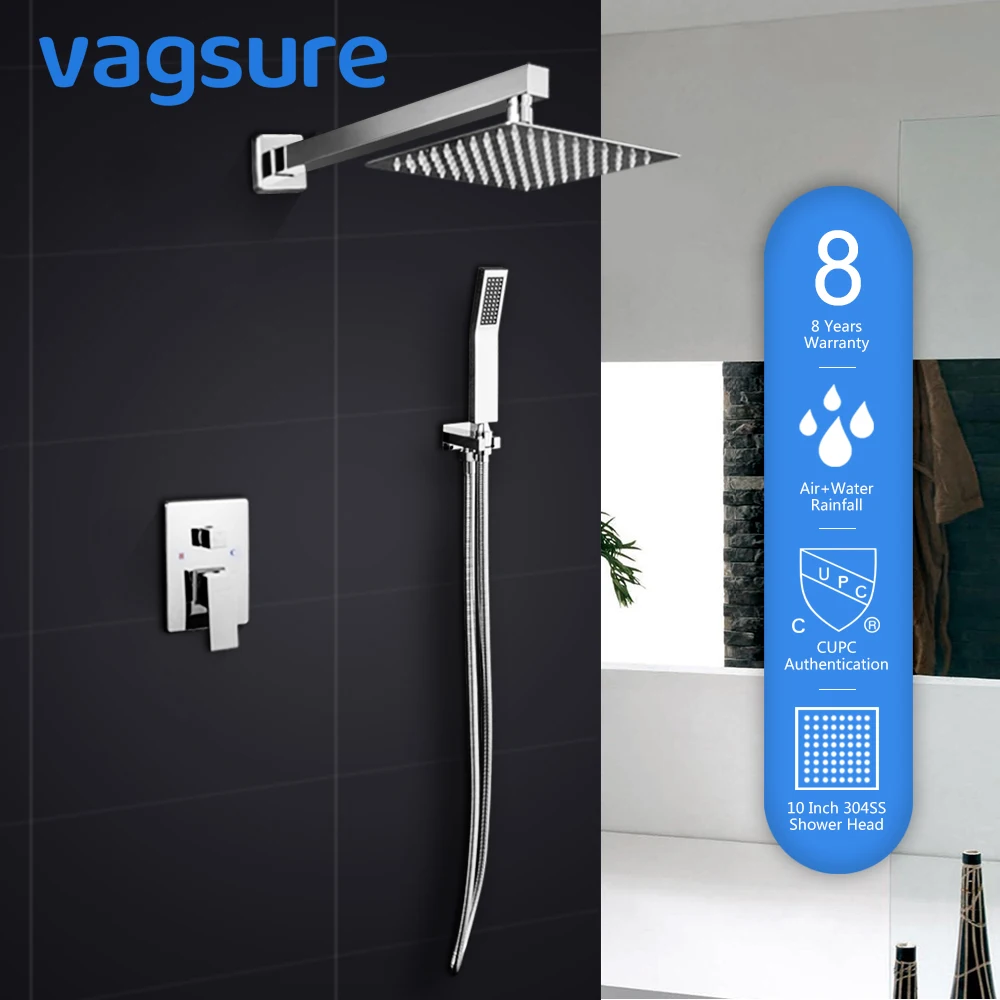 Душевая система Vagsure CUPC латунный скрытый настенный кран для ванной комнаты 10