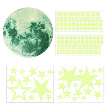 

New 435Pcs/set Glow In The Dark Stickers Waterproof vinyl material Luminous Moon Dots Stars Wall Ceiling Decal bedroom decor