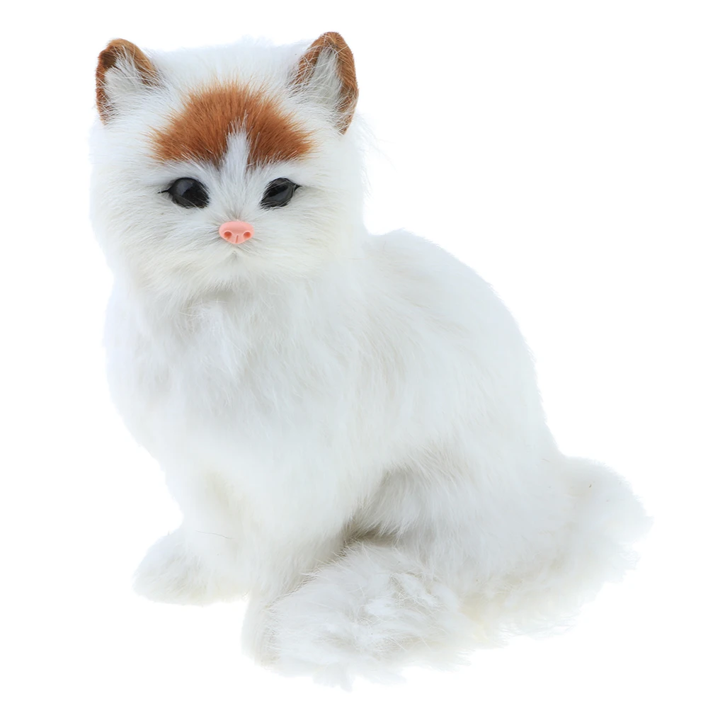 Simulation Faux Fur Horse/ Cat Model Kids Educational Toy Handicraft Collection Home Ornament