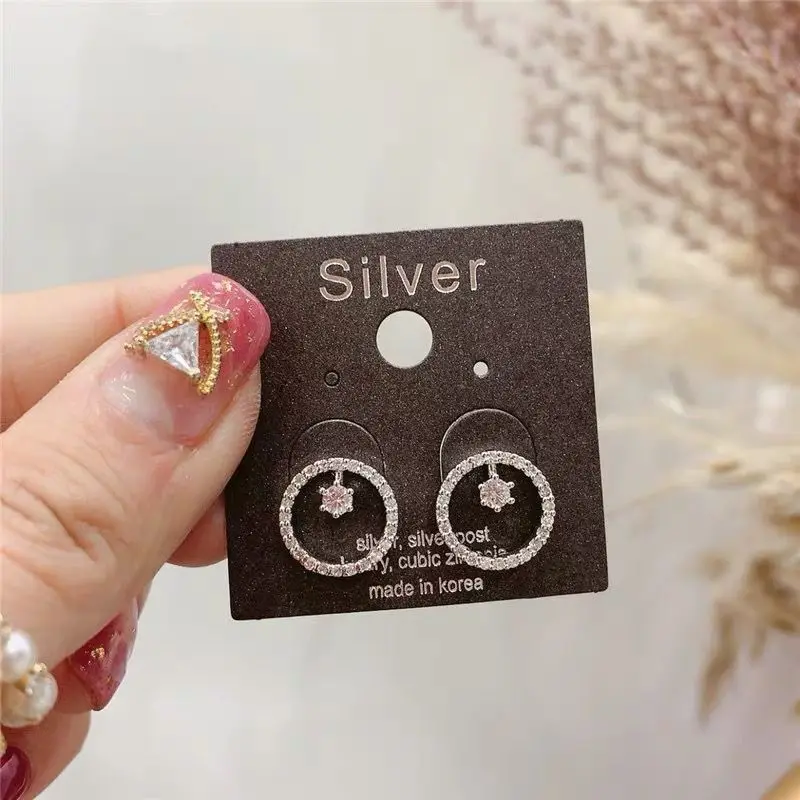 

Korean TV Star Elegant Fashion Girl Jewelry Gifts CZ Crystal Stud Earrings Rhinestone Brincos 2019 pendientes mujer