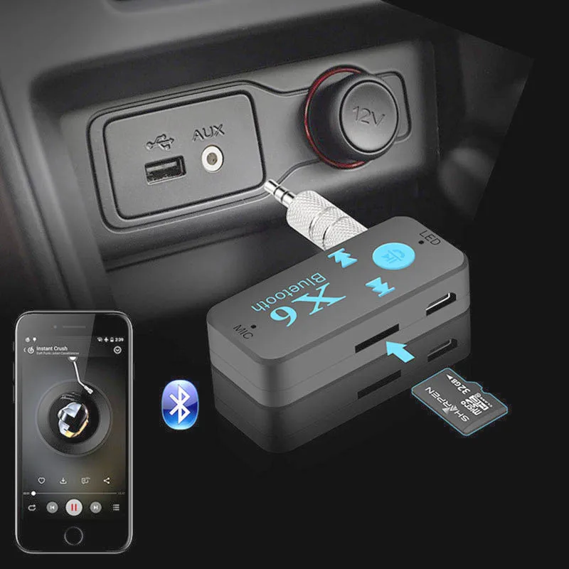 

New 3.5MM Bluetooth 4.1 AUX Audio Music Car Bluetooth Receiver Kit Wireless Speaker Headphone Adapter Support TF Card Playback