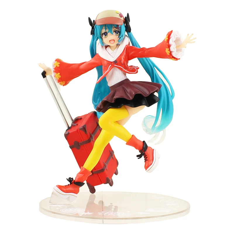 

17cm Hatsune Miku Action Figure Autumn Clothes Dress Ver Traveling Miku Anime Beauty Model Toy