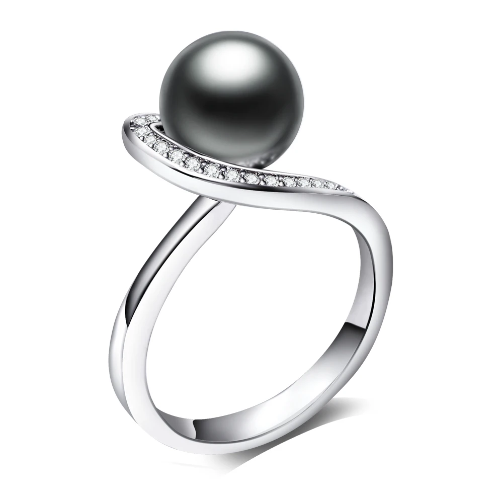 Простой Дизайн имитация жемчуга, кольца для Для женщин Одежда высшего качества сверкающих кубический цирконий широкий себе палец кольцо