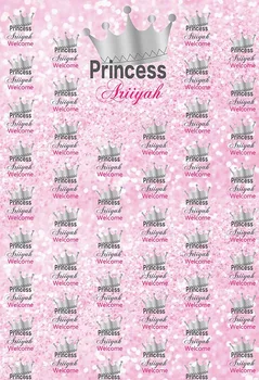 

5x7FT Welcome Princess Party Crown Baby Shower Custom Photo Studio Background Backdrop Vinyl 150cm x 220cm