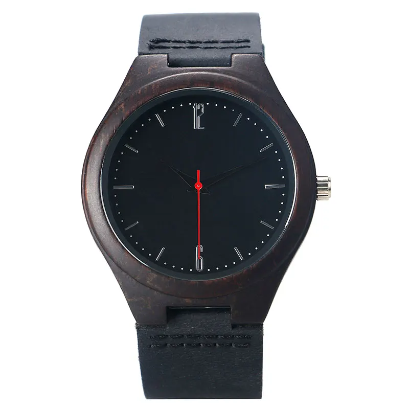 YISUYA Mens Wooden Wrist Watch Novel Bamboo Wood Creative Watches Black Genuine Leather Band Strap Quartz Males Watch relogio1 (5)