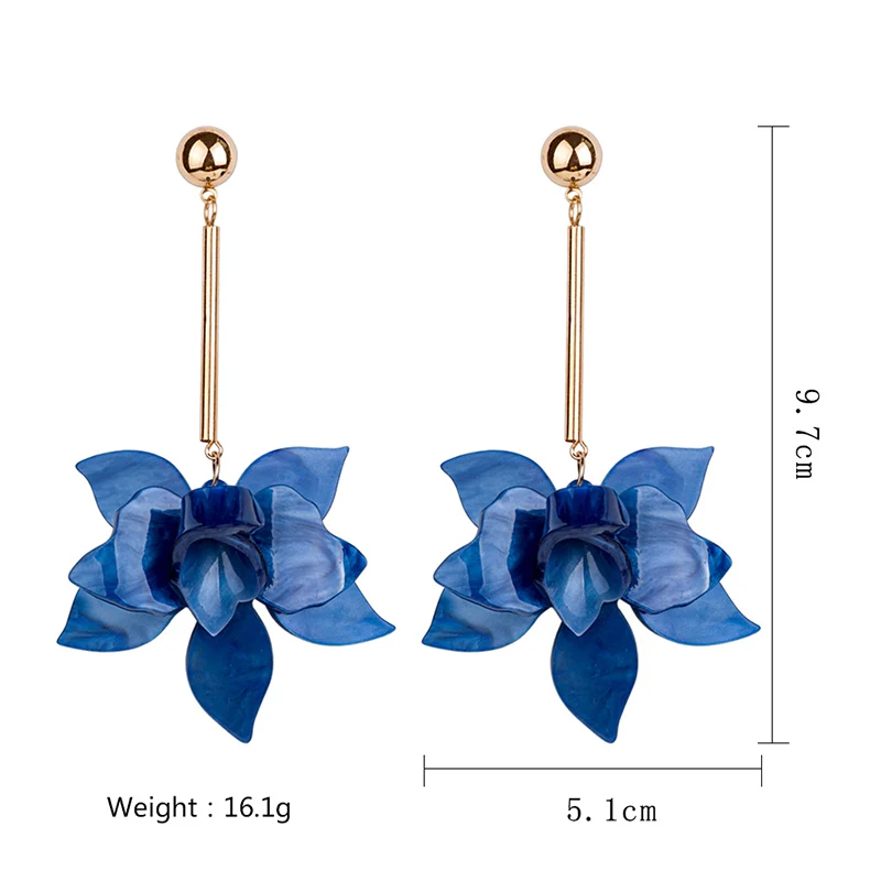 Trendy Dangle Fashion Flower Resin Earrings for Women Big Long Metal Dangling Acrylic Drop Earring Girls Elegant Wedding Brincos (1)