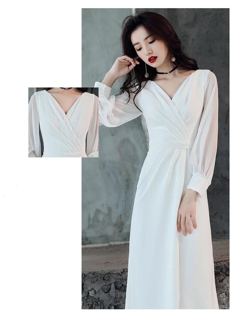 Белое торжественное платье для женщин, элегантные дамские платья для особых случаев, v-образный вырез, Junior High 8 grade, платья TS100