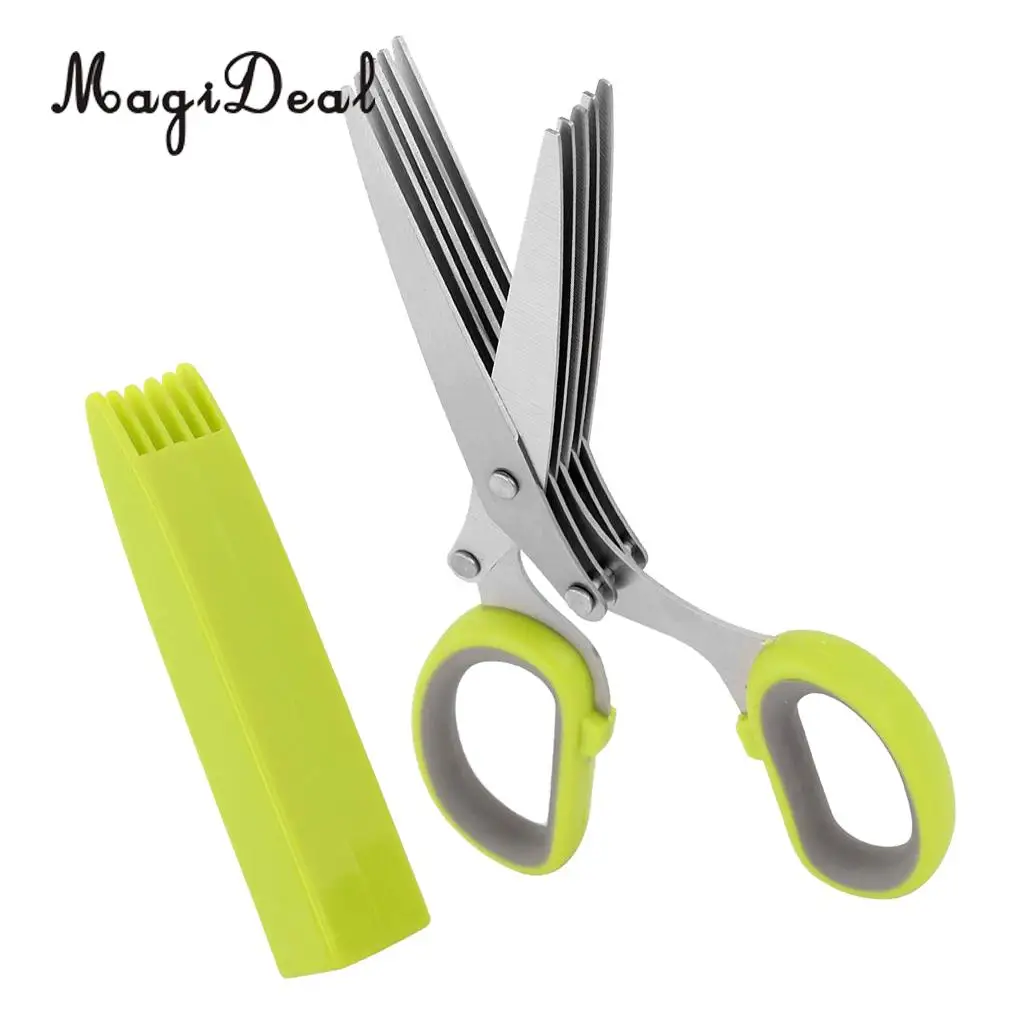 Kitchen Shallot Scissors 5 Layers Hreb Cutter Green Onion Herb Cutlery, Mincer, Sharp Dishwasher Safe, Culinary Chopper