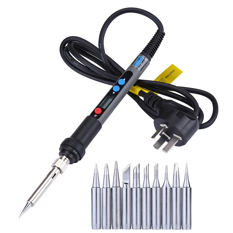 Koop 90W 110 V 220 V Elektrische Soldeer Soldeerbout Digitale LCD Fer een Souder Lassen Soldeerbout met 10 stuks Tips