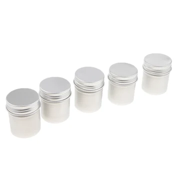 

Pack of 5Pcs 50 ml Silver Aluminum Lip Balm Tin Storage Jar Containers with Screw Cap for Cosmetics Candles Wax or Tea