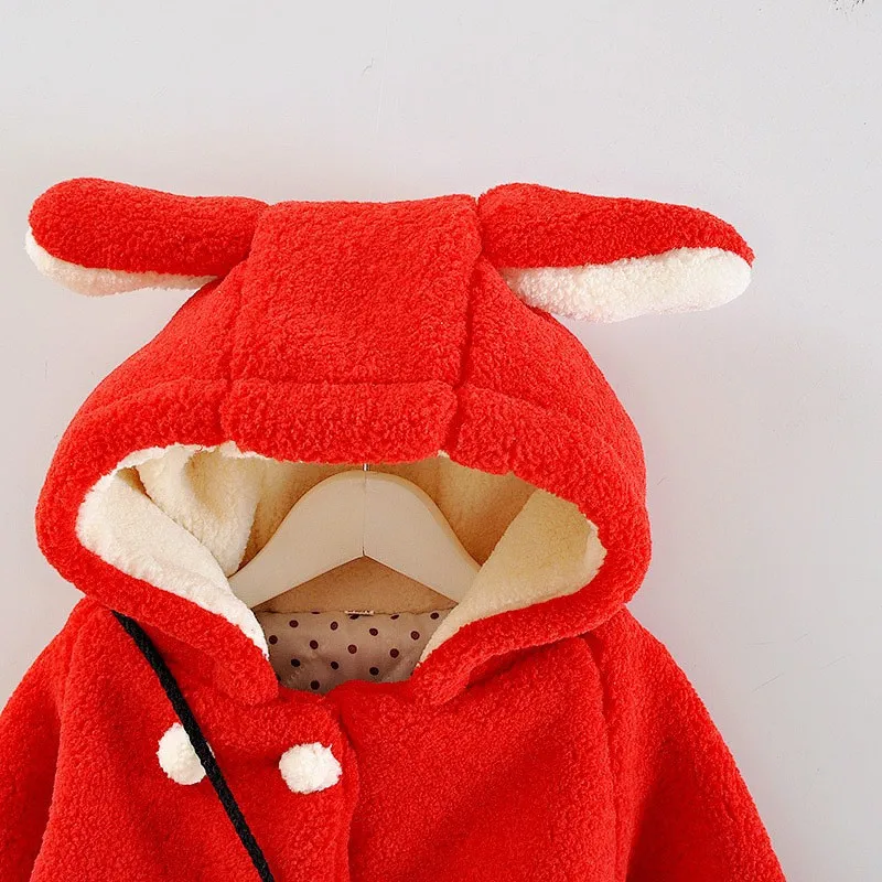 2018 warme Winter Baby Mädchen Fleece Verdicken Niedlichen Kaninchen Mit Kapuze Baumwolle Jacken Kinder Outwear Mäntel