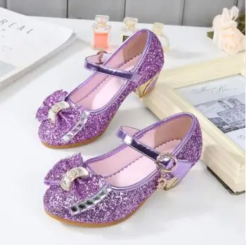 

Classic Bow Girl PU Leather Girls Party Dance Child Kids Shoes 3-14 Years Princess High Heels Child Wedding Shoes