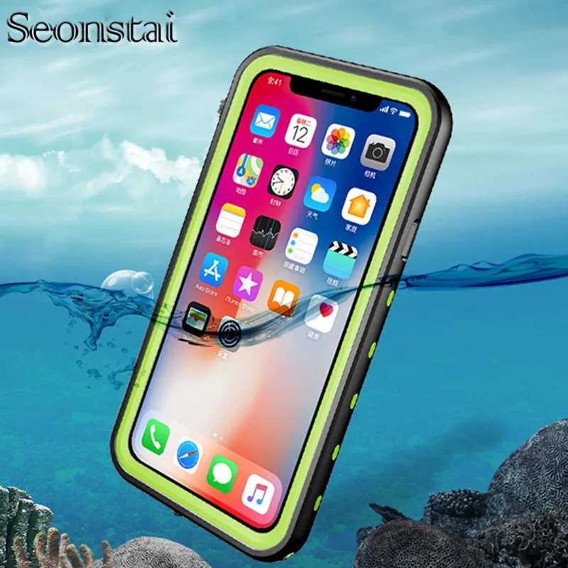 Seonstai For iPhone X Waterproof Case 360 Degree Protector Swimming
