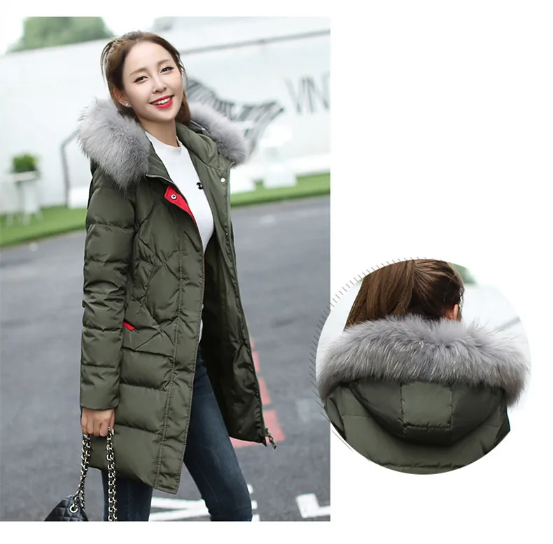 Women Winter Jacket White Duck Down Coats Hooded Fur Collar Parka Women Coat And Jacket Long Loose Clothes Female 2018 AS04 (4)