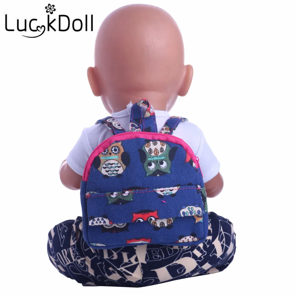 LUCKDOLL сплошной цвет рюкзак подходит 18 дюймов Американский 43 см Кукла одежда аксессуары, игрушки для девочек, поколение, подарок на день рождения