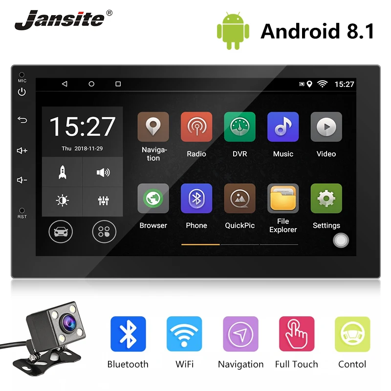 

Jansite 7" Two din Car Radio Android 8.1 player Digital 1080P Touch screen GPS Wifi Car Stereo can be connected with Rear camera