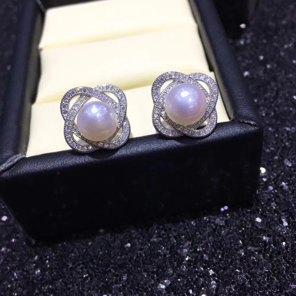 

YIKALAISI 925 sterling Silver Jewelry Pearl Earrings For Women 8-9mm natural Freshwater Pearl jewelry Earrings wholesale