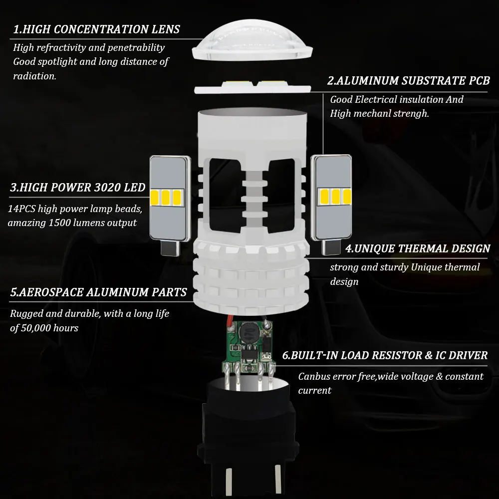 2) Canbus Белый 3157 P27/7 W P27 7W T25 светодиодный лампы дневного света DRL для Jeep Compass 2011 2012 2013