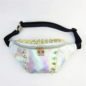 

Holographic Waist Bags Women laser Silver Fanny Pack Female Belt Bag Black Geometric Waist Packs Laser Chest Phone Pouch