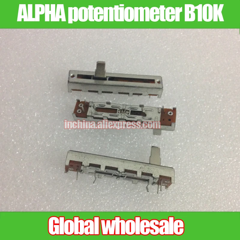 

3pcs ALPHA 45mm straight sliding potentiometer B10K / single fader handle length 10MM within wiring feet