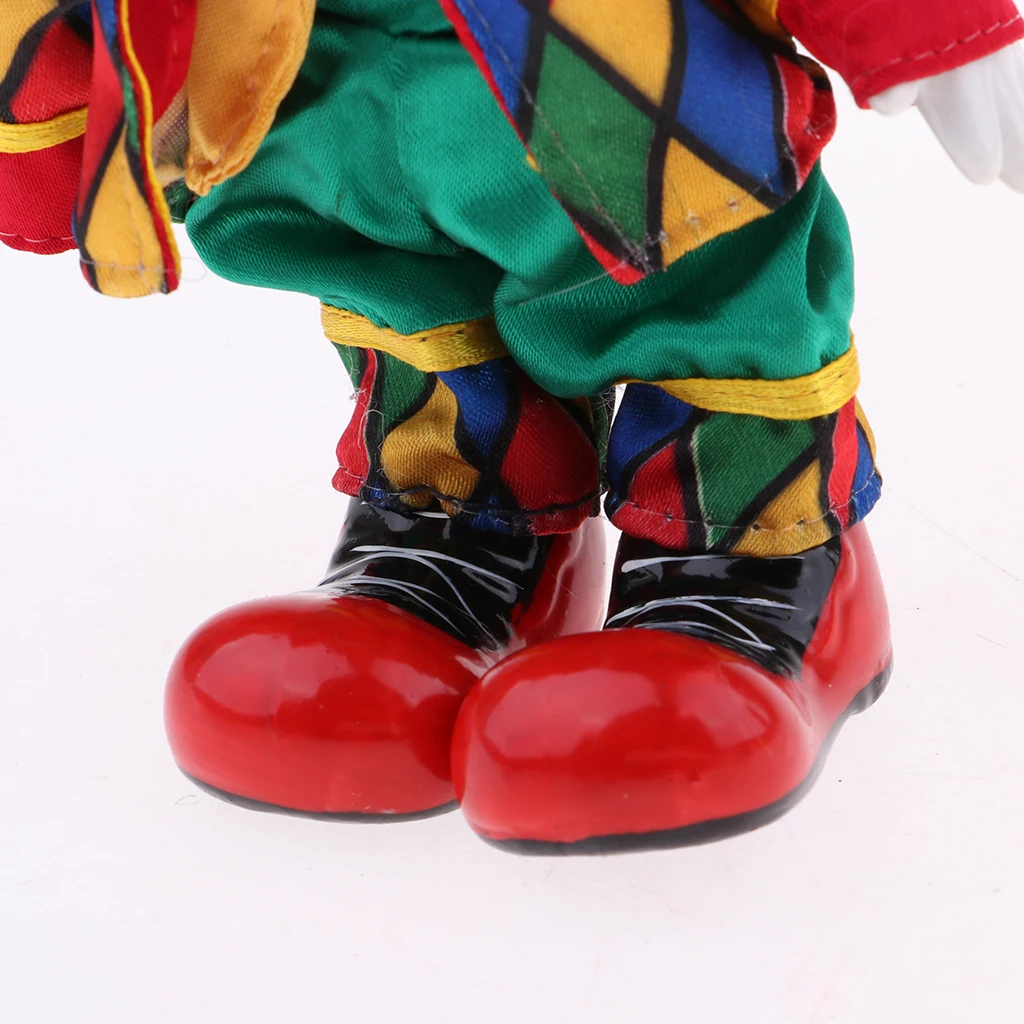 18cm/ 7.09 inch porcelain clown dolls Interesting Harlequin Smiling Clown Doll Standing Porcelain Doll Home Decor