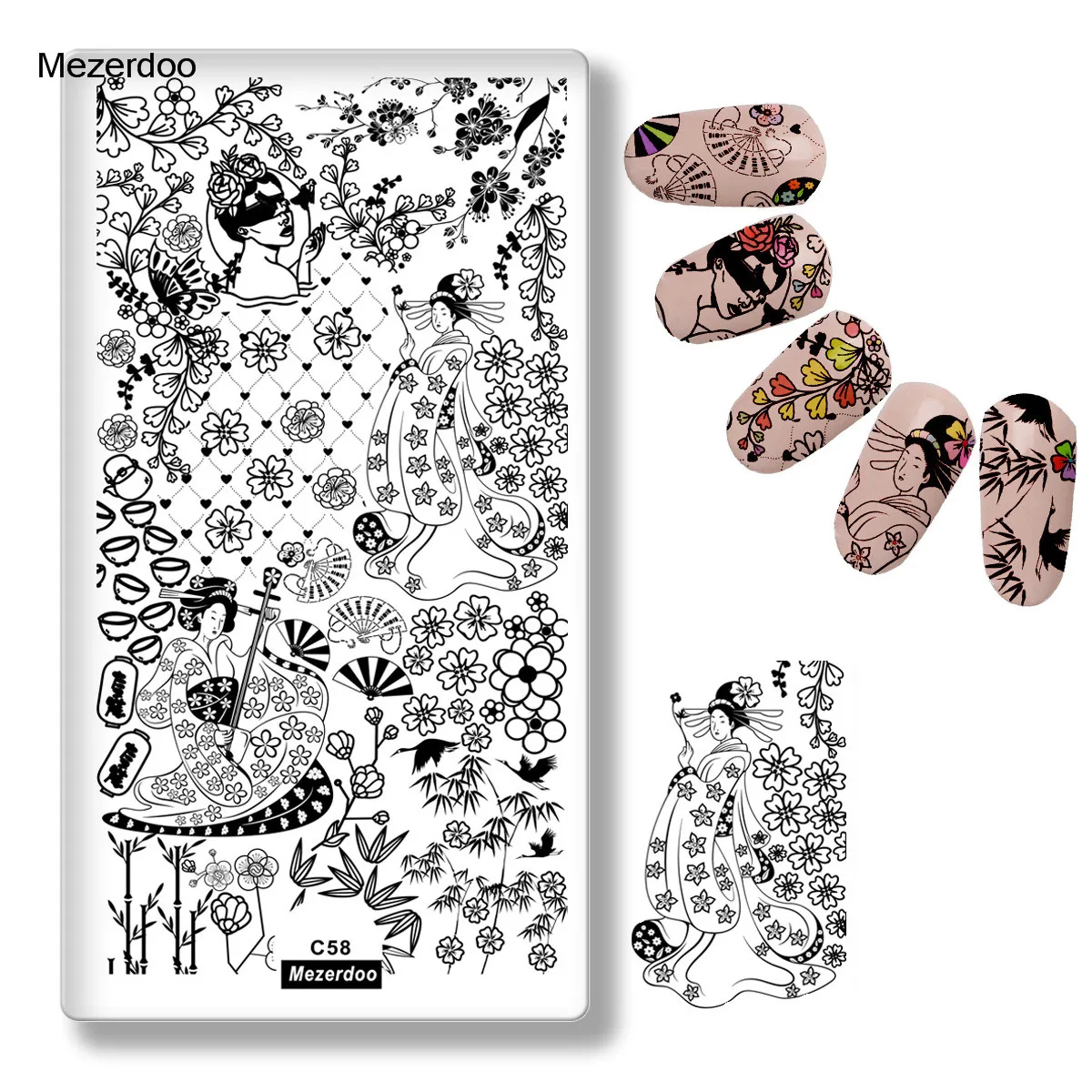 

Nail Art Stamping Image Plates Japanese Style Stainless Steel Polish Stencil Stamp 3D Metal Printing Template DIY Flower Design