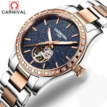 

Carnival fashion luxury women watches sapphire star waterproof watch woman luminous automatic mechanical watch Relogio feminino