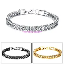 New Fashion Women Men Jewelry Silver/Gold/Black Figaro Box Curb Chain Bracelet Stainless Steel Bracelet For Xmas Gift