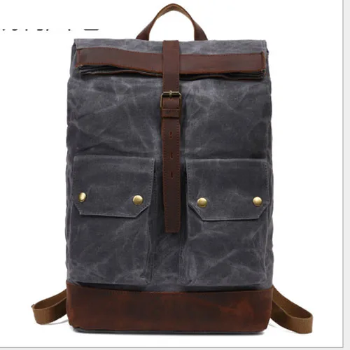 Рюкзак цвета хаки для мужчин Холщовый Большой Вместительный серый Сумка - Фото №1