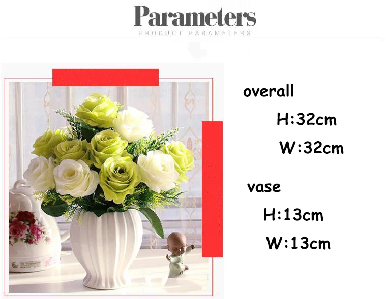 Современная керамическая ваза+ искусственный цветок, украшение для дома, статуэтка для гостиной, настольная Роза, искусственный цветочный горшок, декоративная ваза, искусство