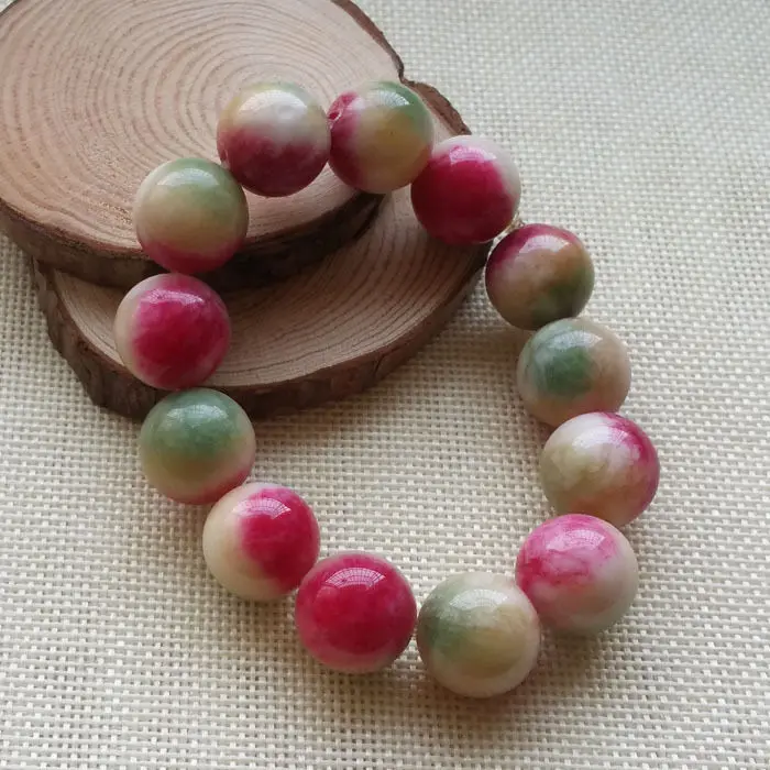 

A-170 Chinese Beautiful Handmade Red Green Adjustable Jade Gems Bangle Bracelet 28% 10.13