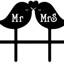 100 шт/партия, креативный мистер& Mrs birds дизайн Свадебный торт вставлена карта свадебный торт Топпер украшения для торта для вечеринки